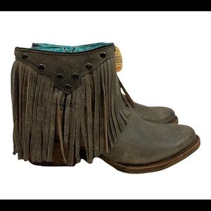 NWT Corral Fringe Ankle Boots Grey Size 10
